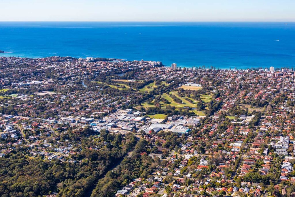 Aerial view of Balgowlah on Sydney’s Northern Beaches