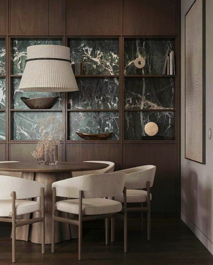Moody dining room interior