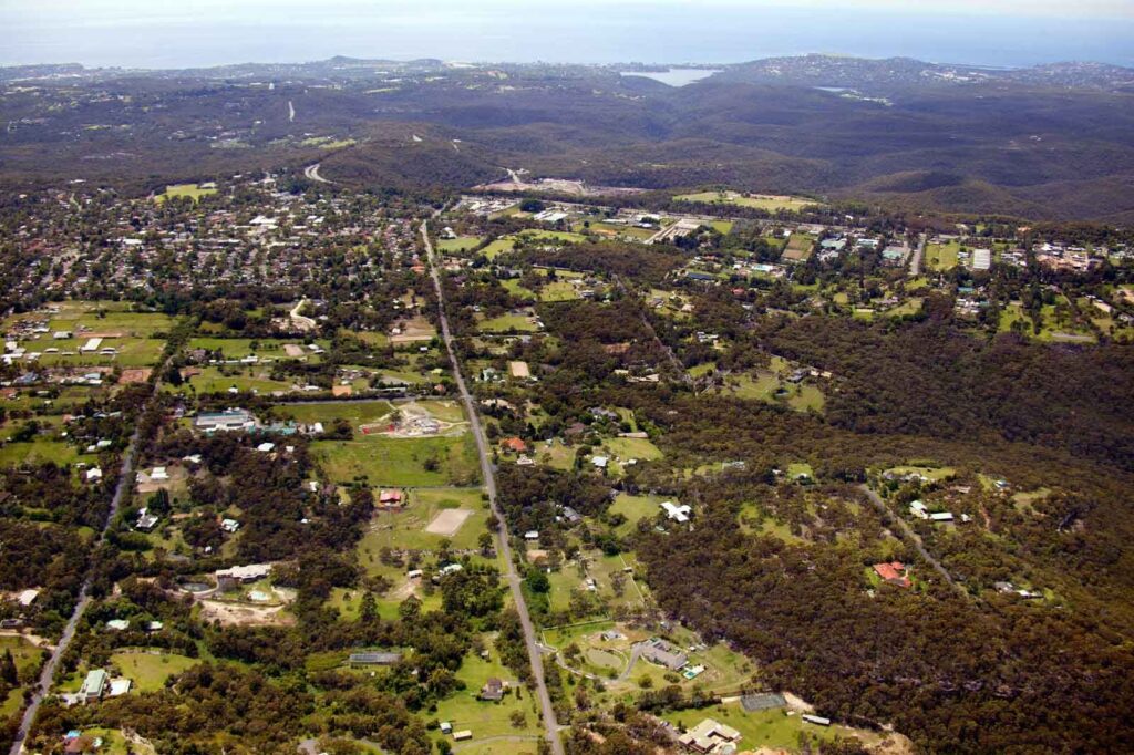 Aerial view of acreage and bushland
