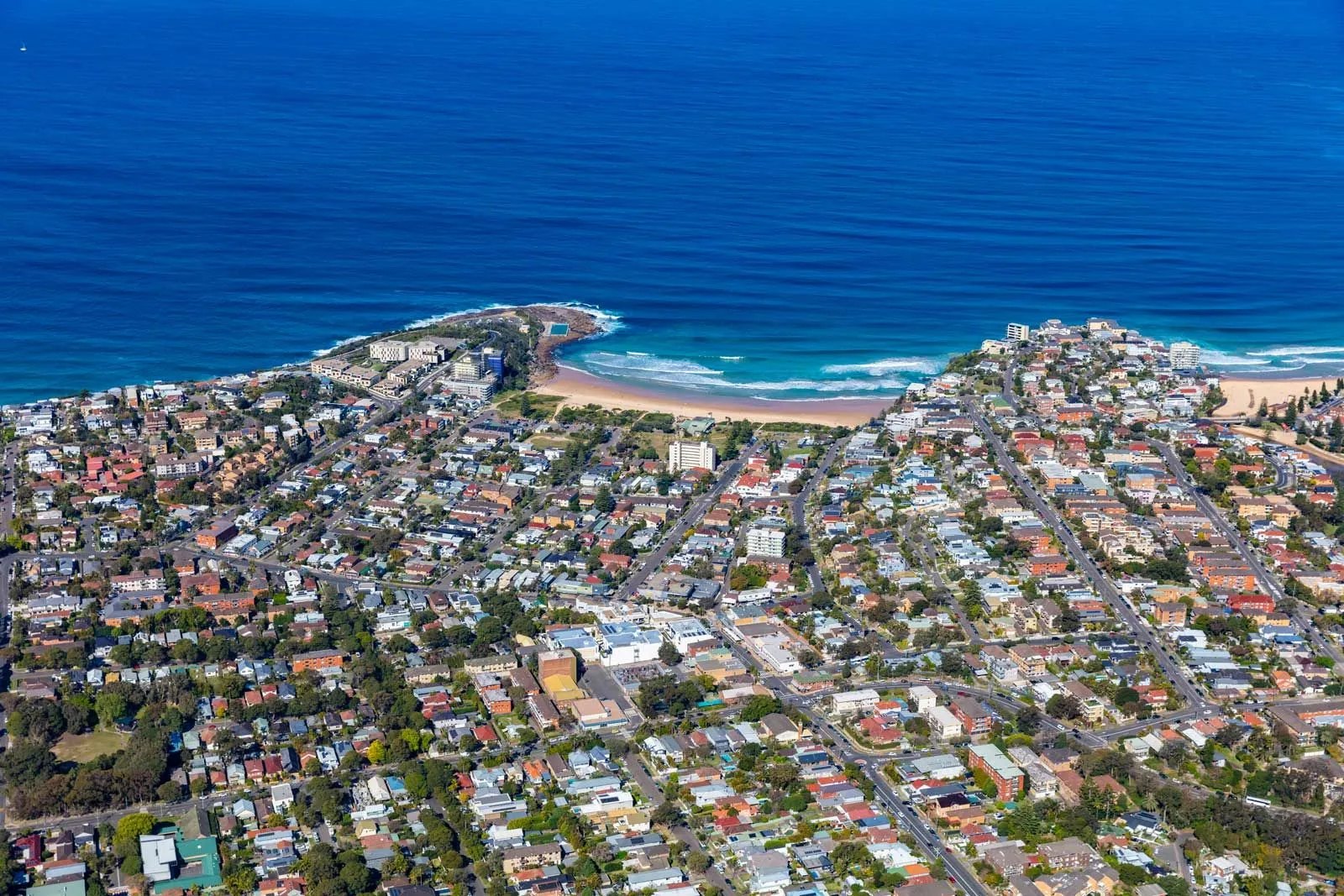 Aerial view of the Northern Beaches coastline