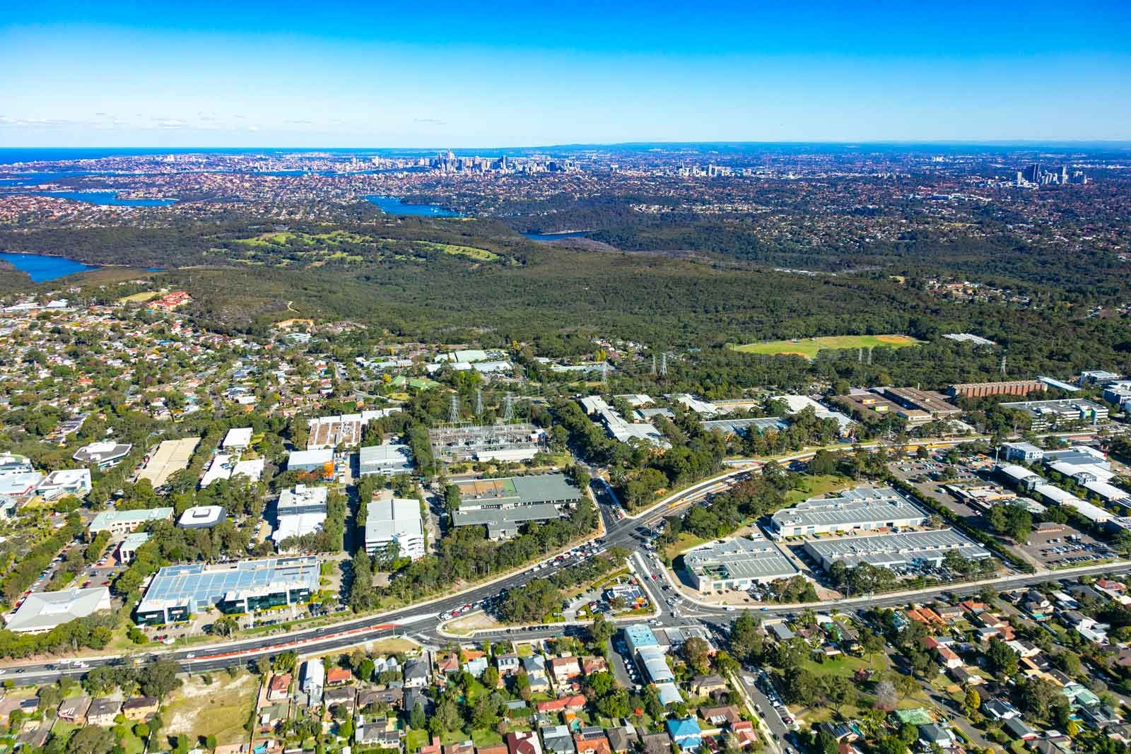 Aerial view of a Northern Beaches suburb