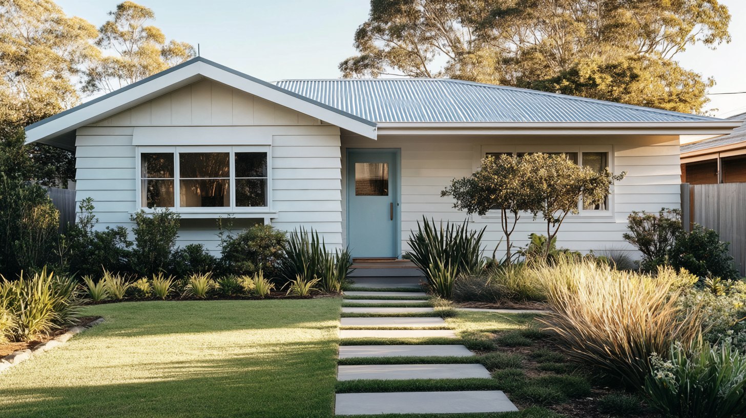 Weatherboard cottage with a garden path